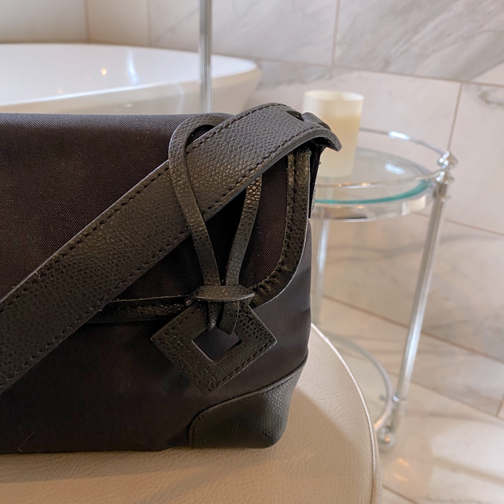 Le Tanneur 1898 Paris Black Shoulder Hobo Bag Leather And Nylon — image 2 of 8